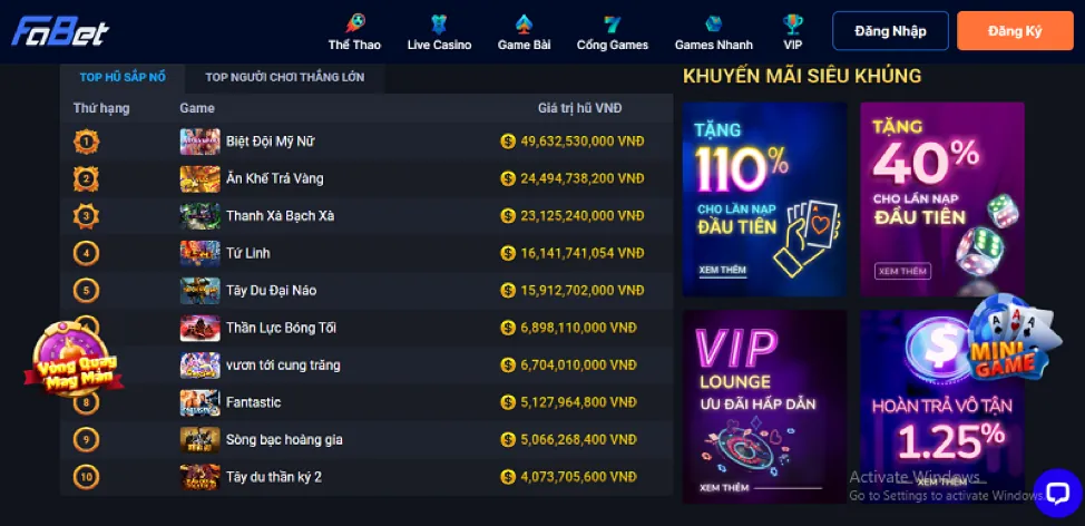 Trò chơi nổ hũ và bắn cá với jackpot lớn
